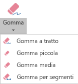 PowerPoint per Office 2019 include quattro gomme per l'input penna.