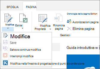 Barra multifunzione della pagina che mostra i pulsanti disattivati