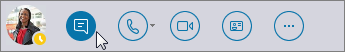 IM アイコンがアクティブになっている Skype for Business クイック メニュー