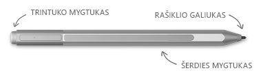 „Surface“ liestukas su trintuko paaiškinimais, patarimas ir paspaudimas dešiniuoju pelės mygtuku
