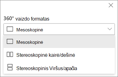 360 vaizdo formato išplečiamasis sąrašas