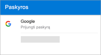 „Outlook for Android“ gali automatiškai rasti jūsų „Gmail“ paskyrą.