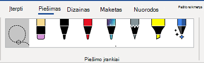 Juostelės Word skirtukas Piešimo įrankiai.