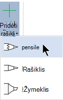 Galite piešti rankraštį naudodami tris skirtingas tekstūras: pieštuką, rašiklį arba žymeklį