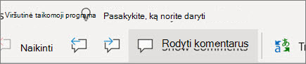 Komentarų rodymas internetinėje "Word"