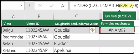 Klaida #NAME? kilo dėl trūkstamo dvitaškio diapazono nuorodoje