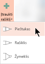 Galite piešti rankraštį naudodami tris skirtingas tekstūras: pieštuką, rašiklį arba žymeklį