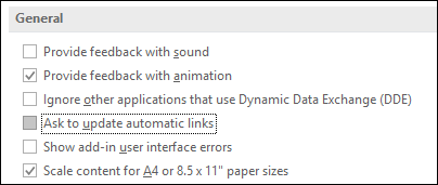 Automatinio saito naujinimo raginimo parinkties vaizdas