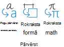 Rokraksta konvertēšanas pogas cilnē Zīmēšana