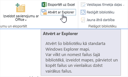 SharePoint 2016 atvēršana ar Explorer pārlūkprogrammā IE11