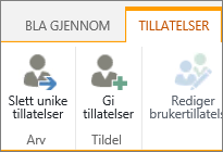 Slett unike tillatelser-knappen