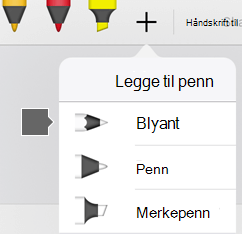 Pennegalleriet i Office for iPad og iPhone inneholder en blyanttekstur