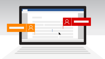Vlaggen die aangeven dat twee auteurs in een Word-document werken