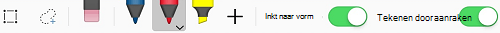 Eenvoudige inkthulpmiddelen op het tabblad Tekenen voor Office iOS-apps