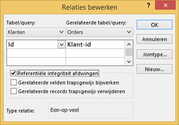 Een bestaande relatie tussen tabellen bewerken