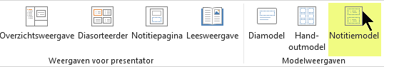 Selecteer Notitiemodel op het tabblad Beeld van het lint.