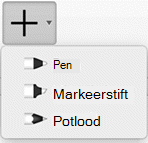 Office 365-abonnees kunnen tekenen in inkt met drie verschillende patronen: een potlood, een pen of markeerstift