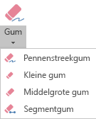 PowerPoint voor Office 2019 heeft vier gummen voor digitale inkt.