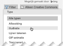 Open het Filter en kies Illustraties onder Type 