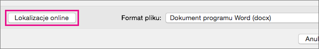 Kliknij pozycję Lokalizacje online, aby wyświetlić foldery w usługach online, do których się zalogowano.