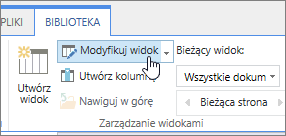 SharePoint Opcja Modyfikowanie widoku na karcie Biblioteka wstążki online