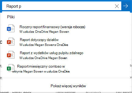 Wyszukiwanie w usłudze OneDrive dla Firm