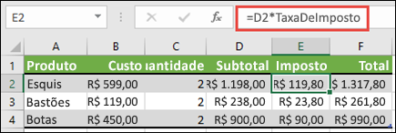 Exemplo de um intervalo nomeado sendo aplicado