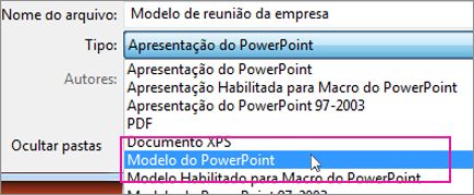 Salvar como um Modelo do PowerPoint