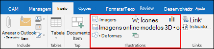 Selecione uma opção no grupo Ilustrações