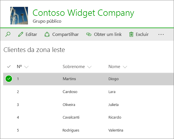 Lista no SharePoint Online