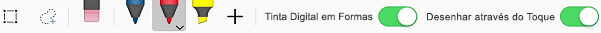 Ferramentas básicas de utilização de tinta digital no separador Desenhar para aplicações iOS do Office