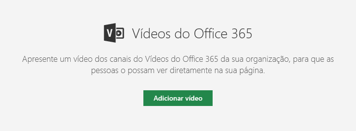 Captura de ecrã da caixa de diálogo Adicionar vídeo do Office 365 no SharePoint.