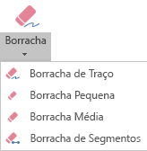 O PowerPoint para Office 2019 tem quatro borrachas para tinta digital.