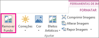 Botão Remover Fundo no grupo Ajustar, no separador Formatar das Ferramentas de Imagem