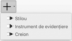 Abonații Office 365 pot desena cu cerneală cu trei texturi diferite: un creion, un stilou sau un instrument de evidențiere