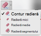 Pe Mac, PowerPoint pentru Office 365 are patru radiere pentru cerneală digitală.