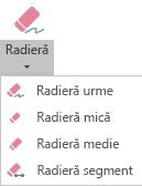 PowerPoint pentru Office 2019 are patru radiere pentru cerneală digitală.
