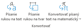 Tlačidlá konverzie písania rukou na karte Kresliť