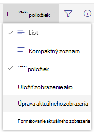 Ponuka možností prepínania zobrazenia