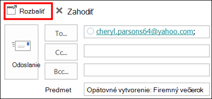 Výberom položky Otvoriť v novom okne otvorte správu v novom okne.