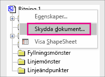 Skydda dokument i Ritningsutforskaren i Visio 2016