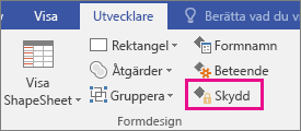 Lås i Formdesign på fliken Utvecklare i Visio 2016
