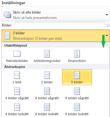 Layout för utskrift av åhörarkopior