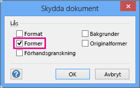 Valda former i Skydda dokument i Visio 2016