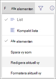 Meny för visningsalternativ