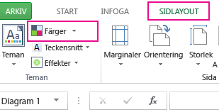 Knappen Färg i gruppen Teman på fliken Sidlayout
