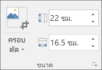 สกรีนช็อต​​แสดงการตั้งค่าความสูงและความกว้าง