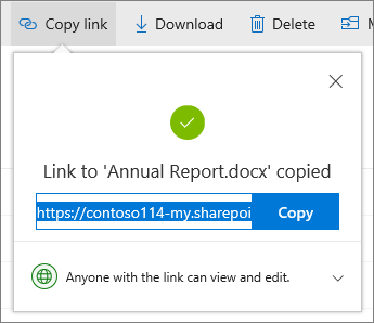 คัดลอกลิงก์ในOneDrive for Business