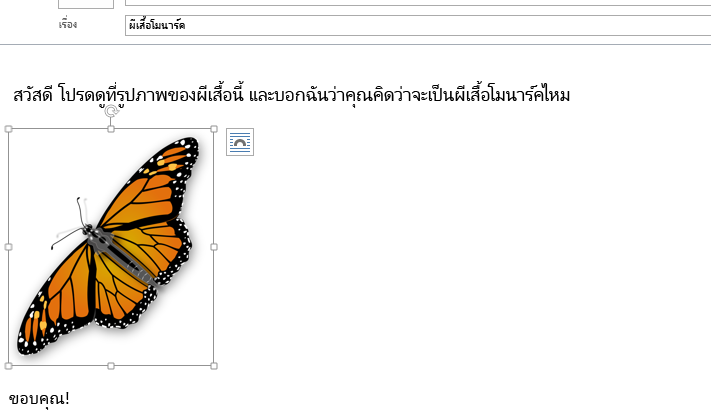 ตอนนี้รูปอยู่ในข้อความของคุณแล้ว