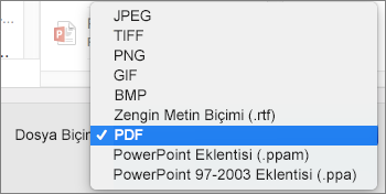 Mac için PowerPoint 2016’da PDF Olarak Dışa Aktar